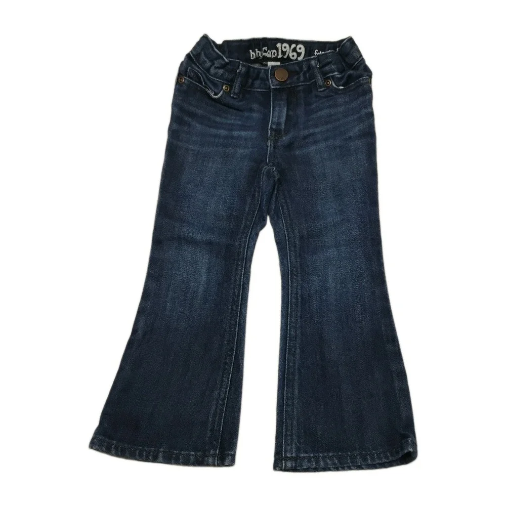 Baby Gap 1969 2 Years Favorite Flare Dark Denim Blue Jeans Adjustable Sides 2T